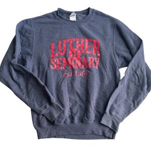 Luther Seminary Sweatshirt‎ Port & Company Core Fleece Gray Red Graphic Sz Small